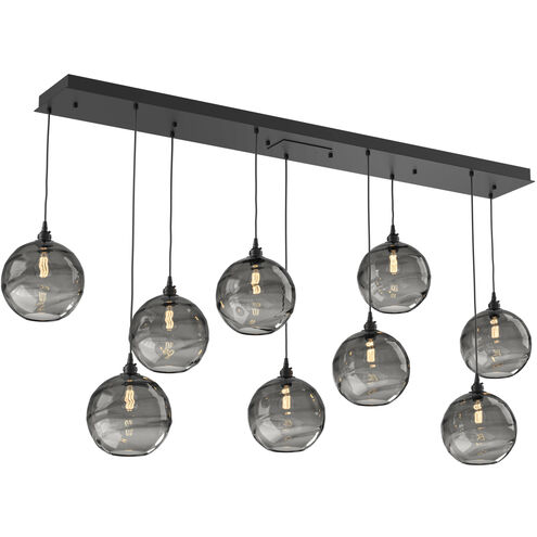 Terra 9 Light Matte Black Linear Pendant Ceiling Light in Terra Smoke, Multi-Port