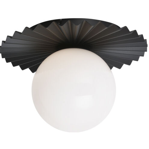 Modern Ruff Wall Sconce Wall Light in Black and Opal Glass