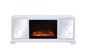 Modern 60 inch White TV Cabinet Stand with Fire Place