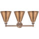 Ballston Cone 3 Light 26 inch Antique Copper Bath Vanity Light Wall Light
