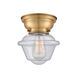 Aditi Small Bell LED 6.25 inch Brushed Brass Flush Mount Ceiling Light in Plated Smoke Glass, Aditi