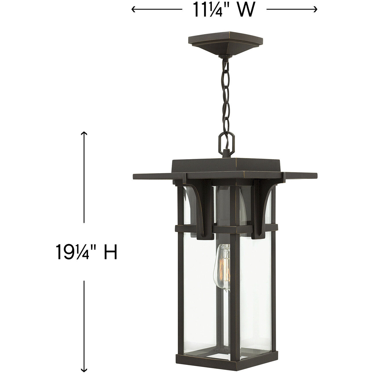 Manhattan 1 Light 11.25 inch Oil Rubbed Bronze Outdoor Hanging Lantern