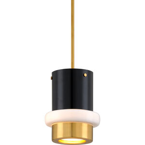 Beckenham 1 Light 8 inch Vintage Polished Brass/Soft Black Pendant Ceiling Light