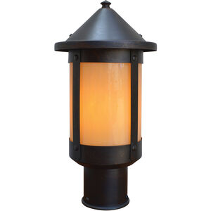 Berkeley 1 Light 11.25 inch Mission Brown Post Mount in Amber Mica