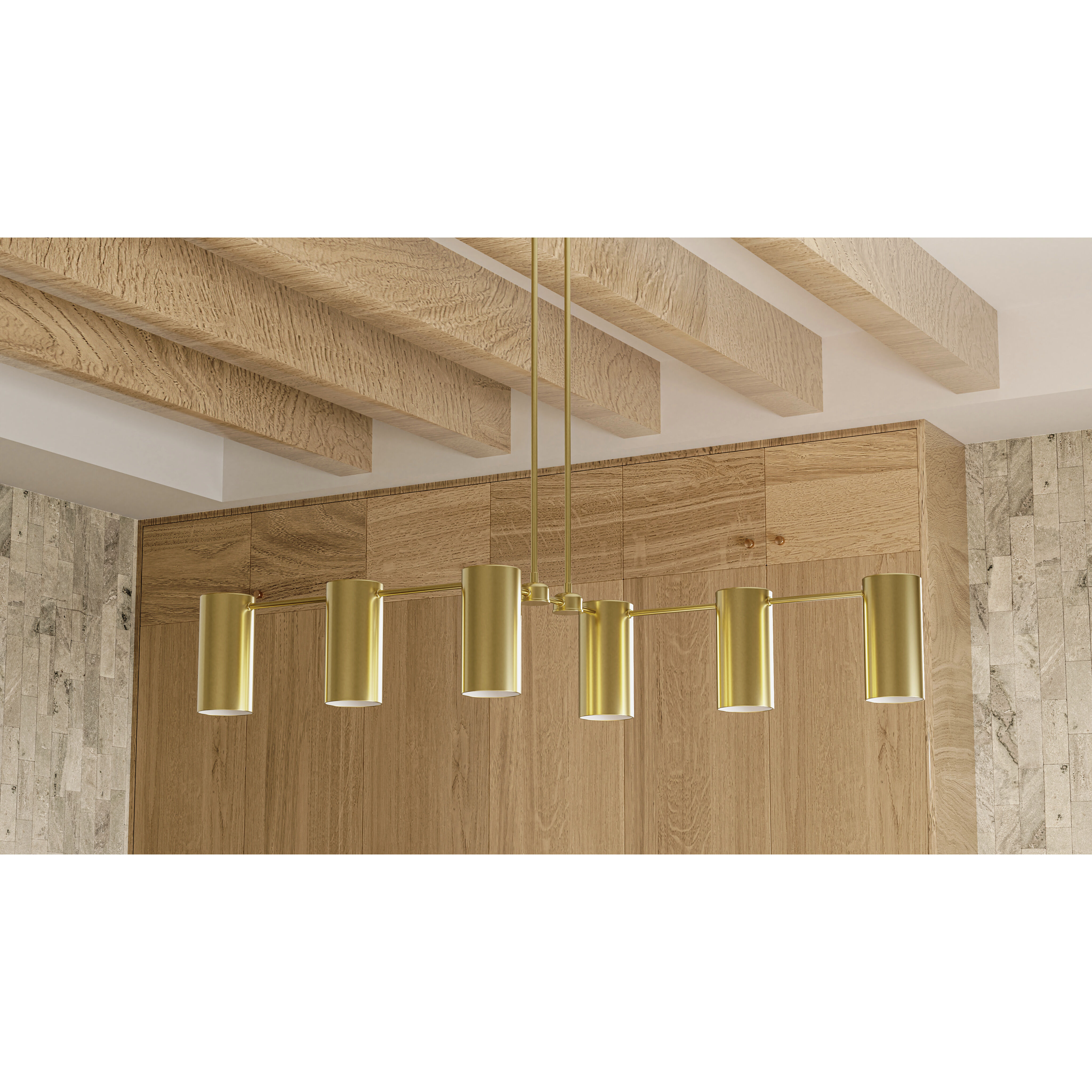 Foreland 6 Light 50 inch Brushed Gold Linear Chandelier Ceiling Light, Large
