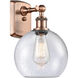 Ballston Athens LED 8 inch Antique Copper Sconce Wall Light in Seedy Glass, Ballston