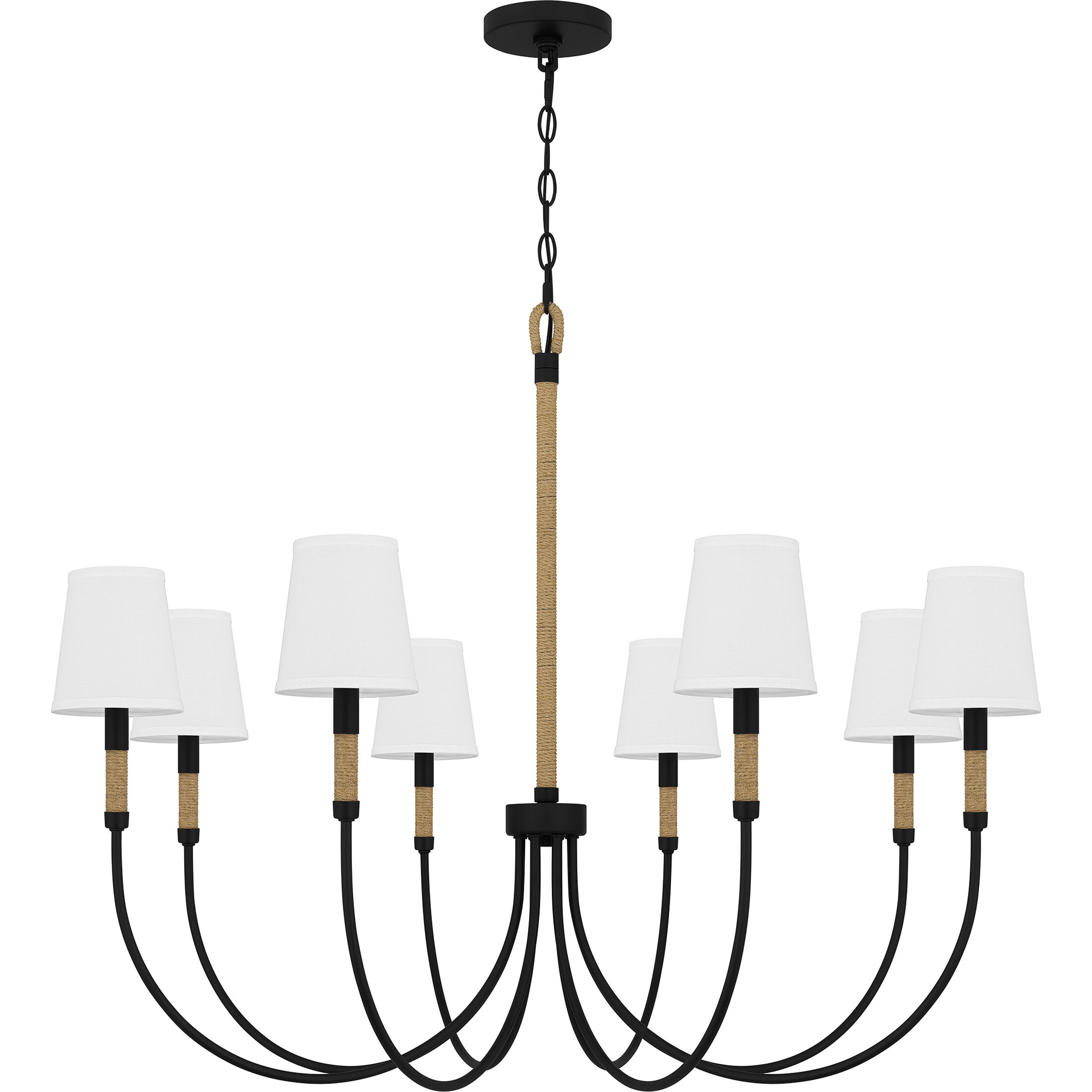 Bayside 8 Light 39 inch Matte Black Chandelier Ceiling Light