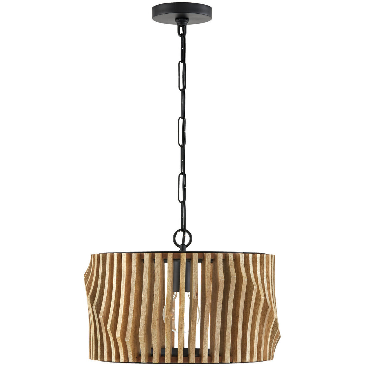Archer 1 Light 16 inch Light Wood and Matte Black Semi-Flush Mount Ceiling Light, Convertible Dual Mount