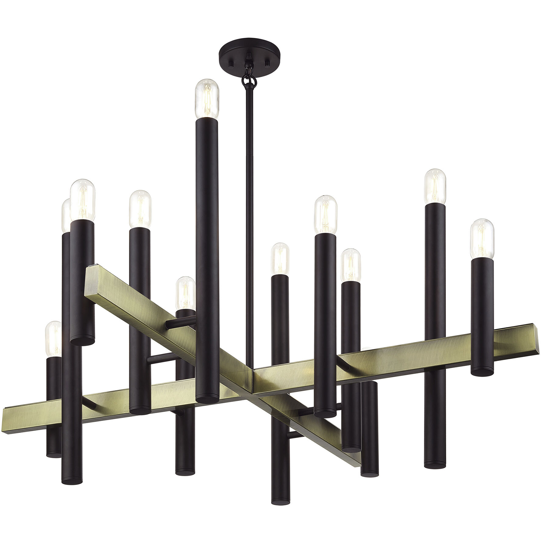 Helsinki 12 Light 44 inch Bronze with Antique Brass Accents Foyer Chandelier Ceiling Light