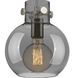 Newton Sphere 3 Light 39.75 inch Brushed Satin Nickel Linear Pendant Ceiling Light in Light Smoke Glass