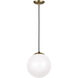 Leo - Hanging Globe 1 Light 10 inch Satin Brass Pendant Ceiling Light
