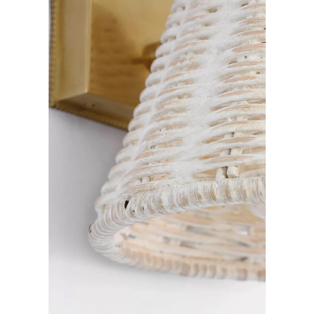 Marie Flanigan Wimberley LED 6 inch Soft Brass Bedside Wall Light in White Wicker