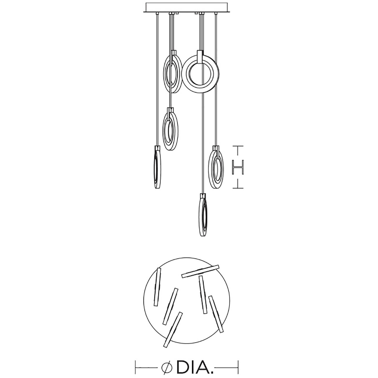 Halo LED 18 inch Black Multi-light Pendant Ceiling Light