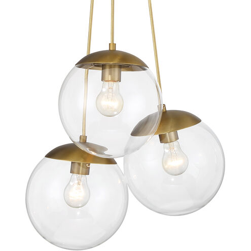 Auresa 3 Light 12 inch Soft Brass Cluster Pendant Ceiling Light