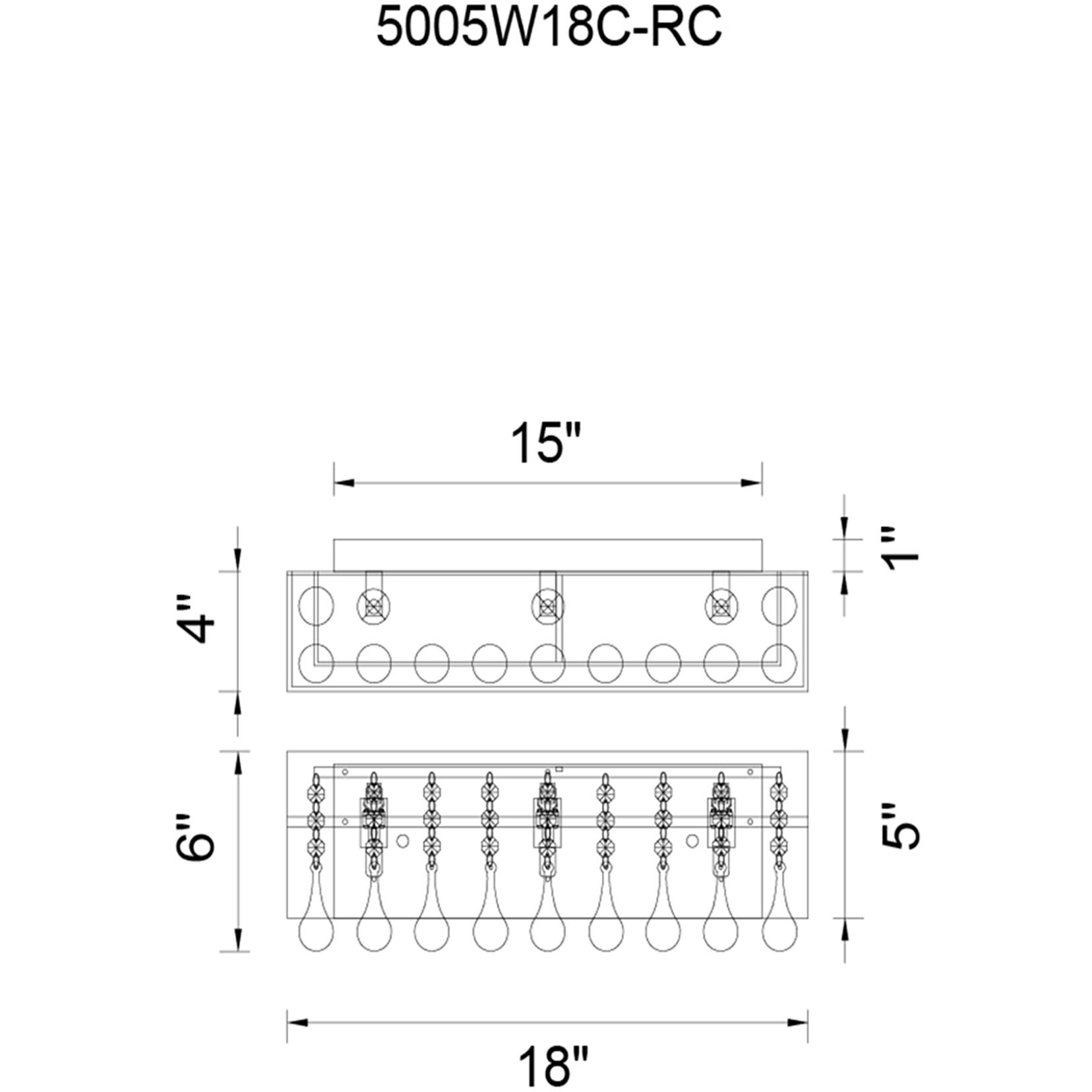Water Drop 3 Light 18 inch Chrome Vanity Light Wall Light