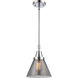 Franklin Restoration Large Cone 1 Light 8 inch Polished Chrome Mini Pendant Ceiling Light in Plated Smoke Glass