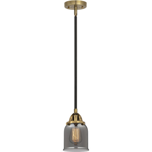 Nouveau 2 Bell LED 5 inch Black Antique Brass Mini Pendant Ceiling Light in Plated Smoke