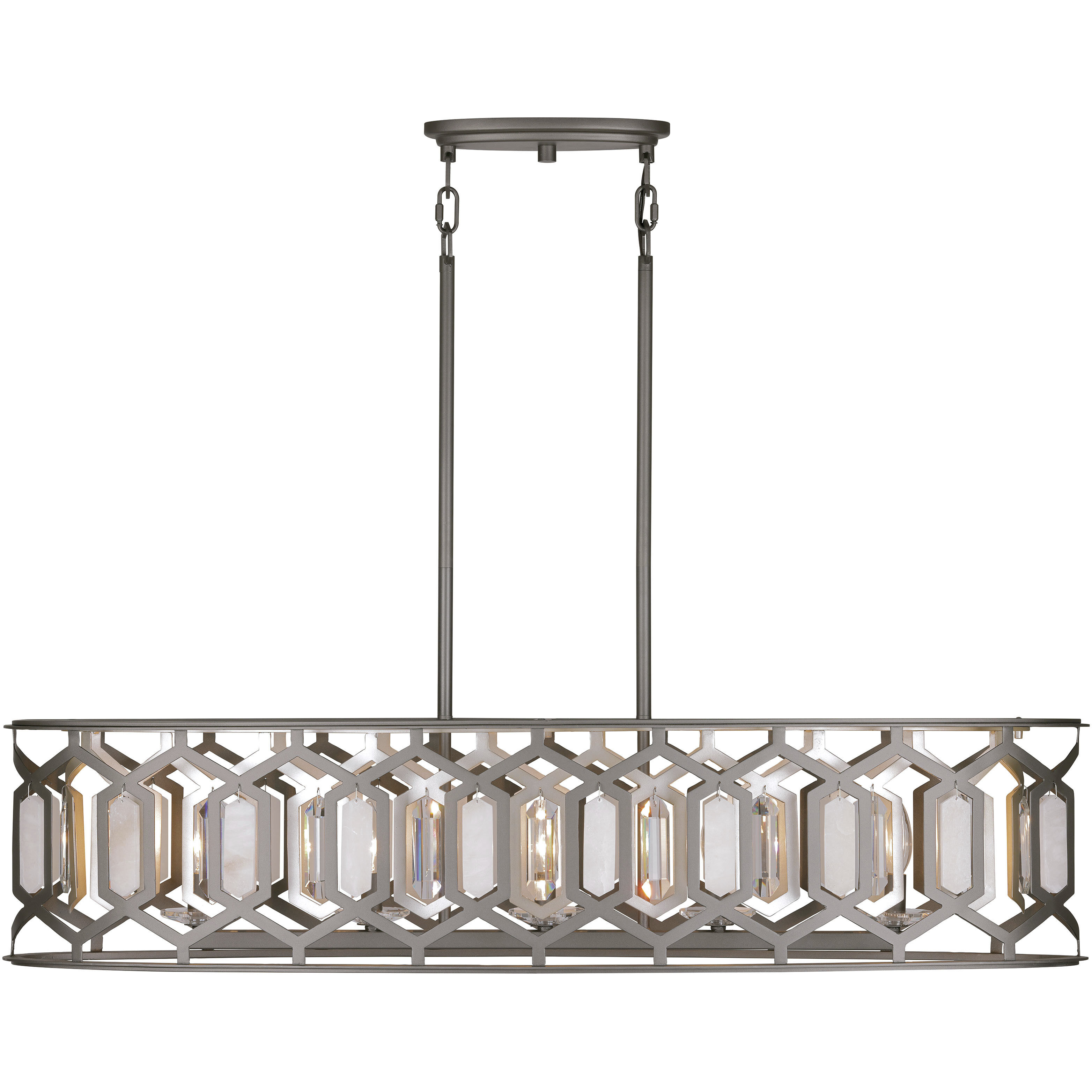 Hexly 5 Light 44 inch Bronze and Sultry Silver Island Light Ceiling Light