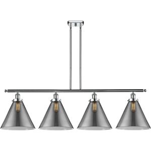 Ballston X-Large Cone 4 Light 48 inch Polished Chrome Island Light Ceiling Light in Plated Smoke Glass