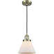 Franklin Restoration Cone 1 Light 8 inch Antique Brass Mini Pendant Ceiling Light in Incandescent, Matte White, Franklin Restoration