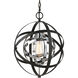 Monrovia 1 Light 12 inch Polished Chrome and Black Pendant Ceiling Light