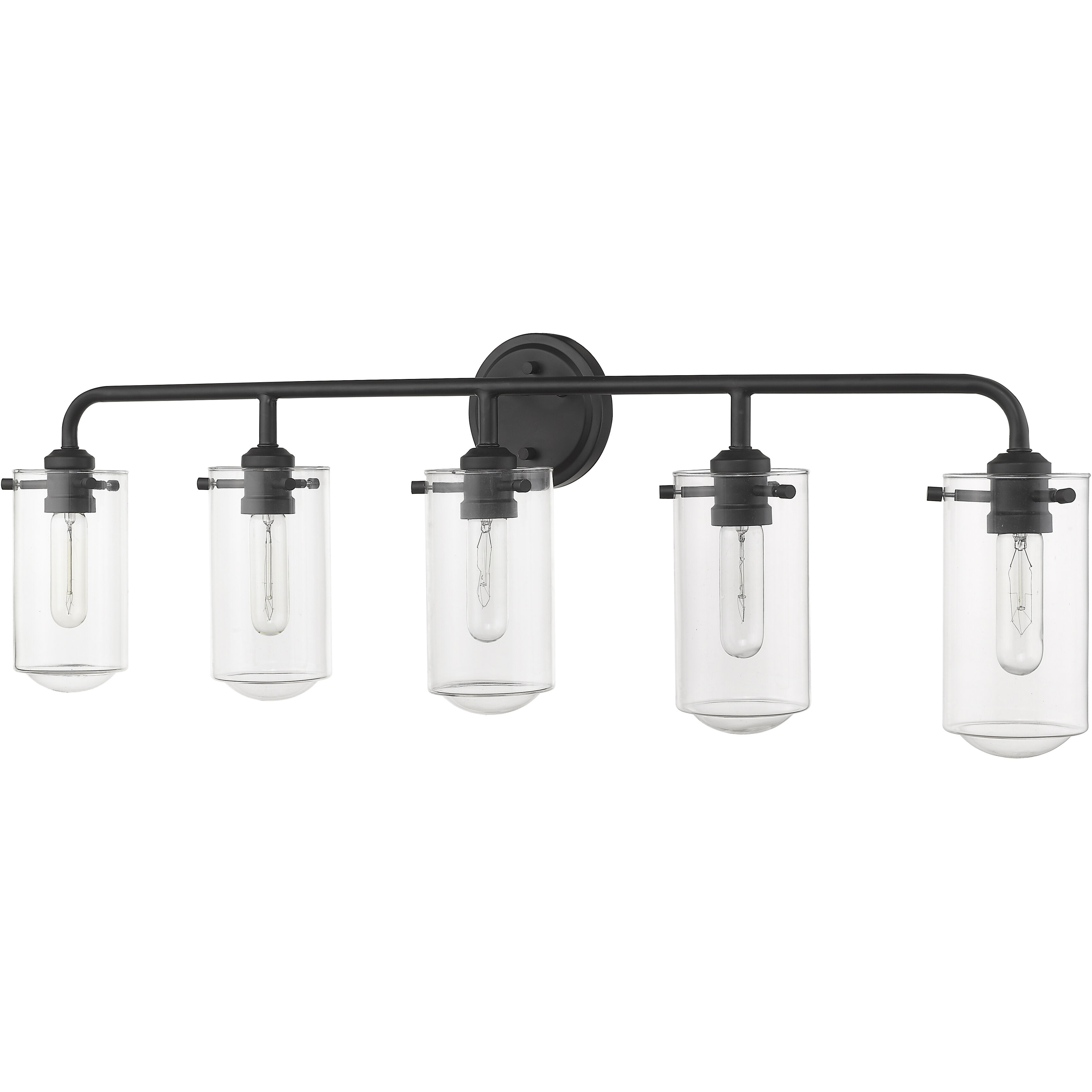 Delaney 5 Light 38 inch Matte Black Vanity Wall Light