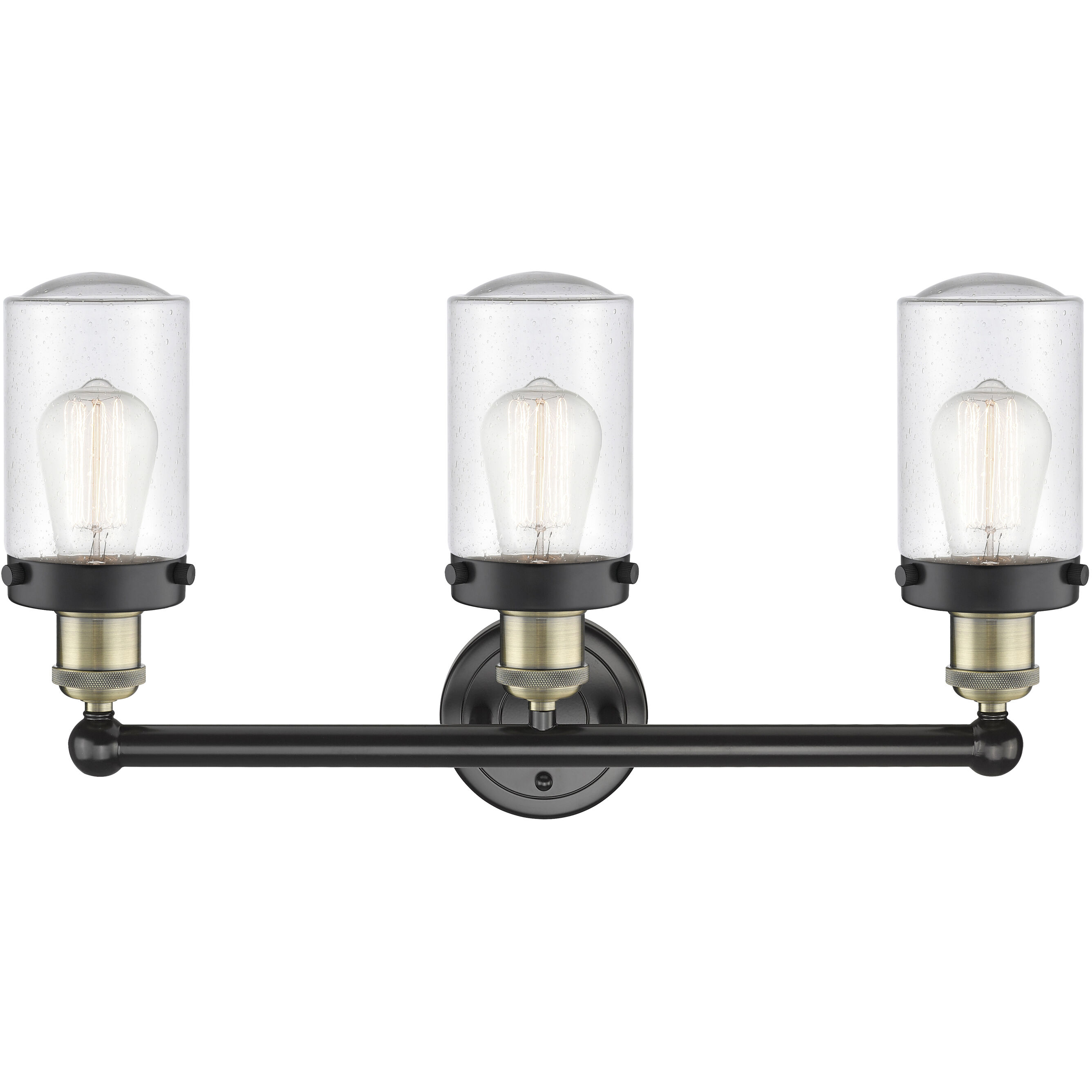 Dover 3 Light 24.5 inch Black Antique Brass Bath Vanity Light Wall Light in Seedy