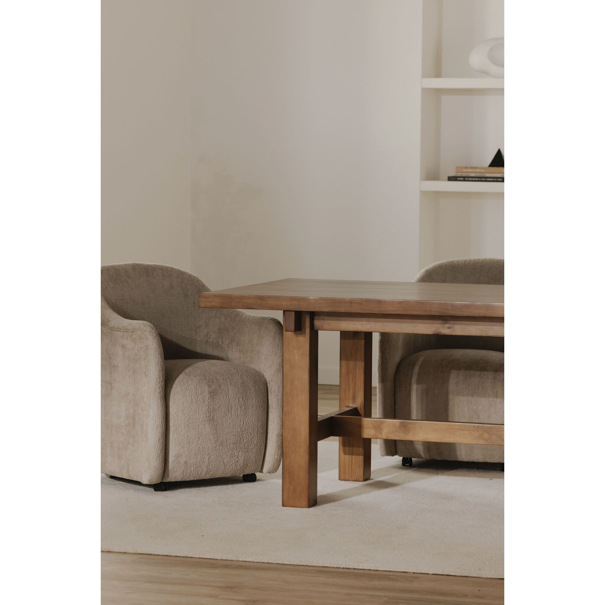 Drava Beige Rolling Dining Chair