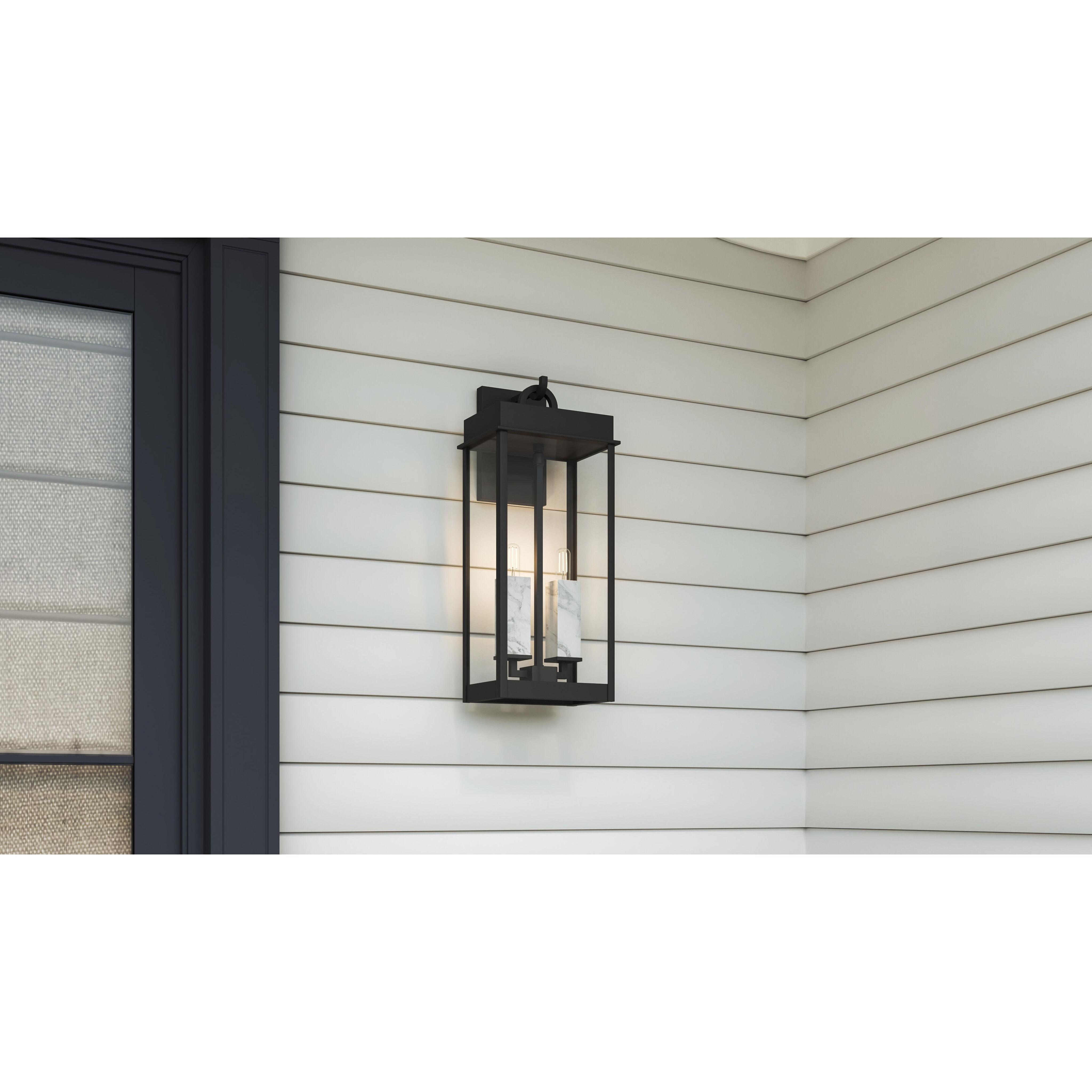 Carmen 2 Light 22 inch Matte Black Outdoor Wall Lantern, Large