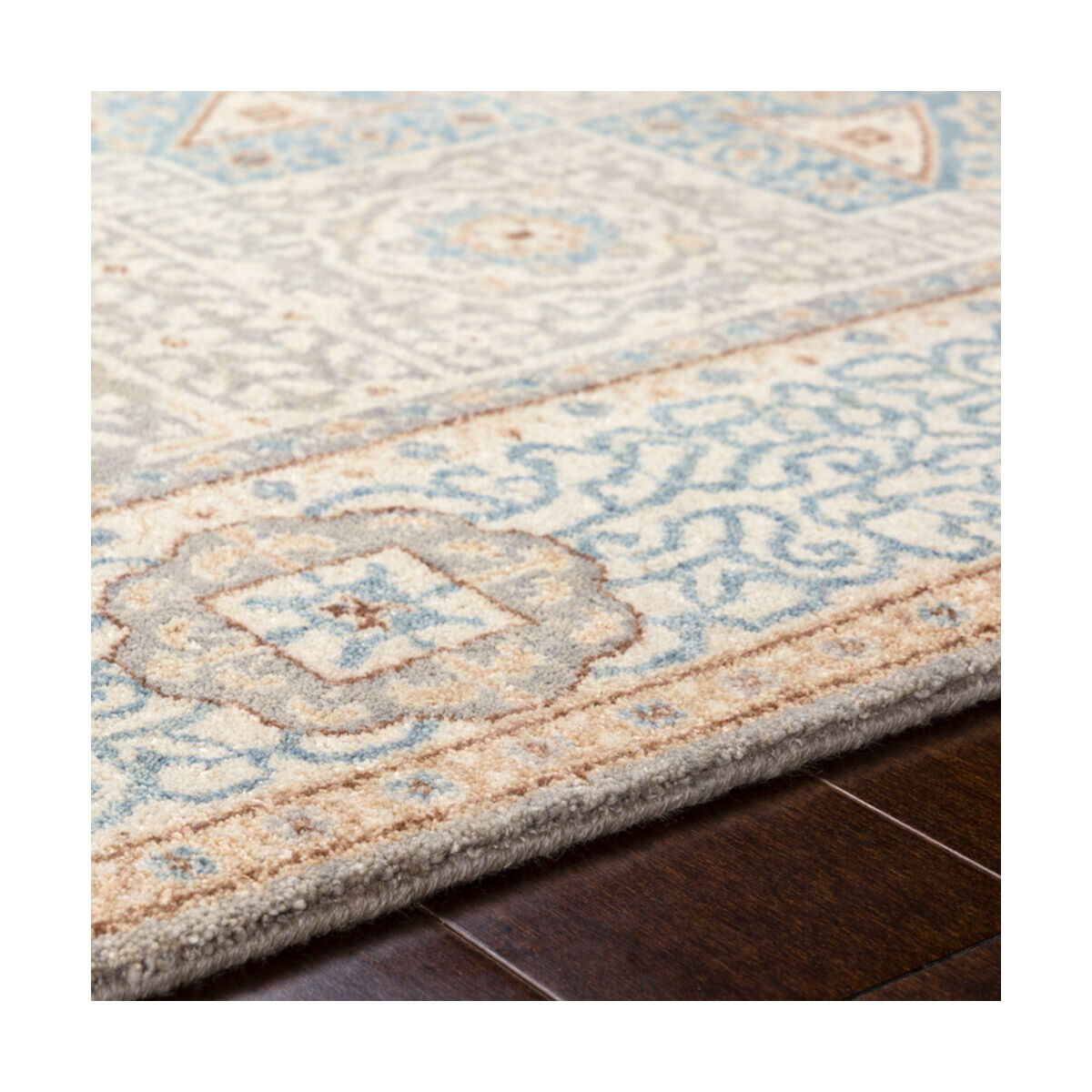 Candra 36 X 24 inch Aqua/Medium Gray/Wheat/Dark Brown/Cream Rugs, Rectangle