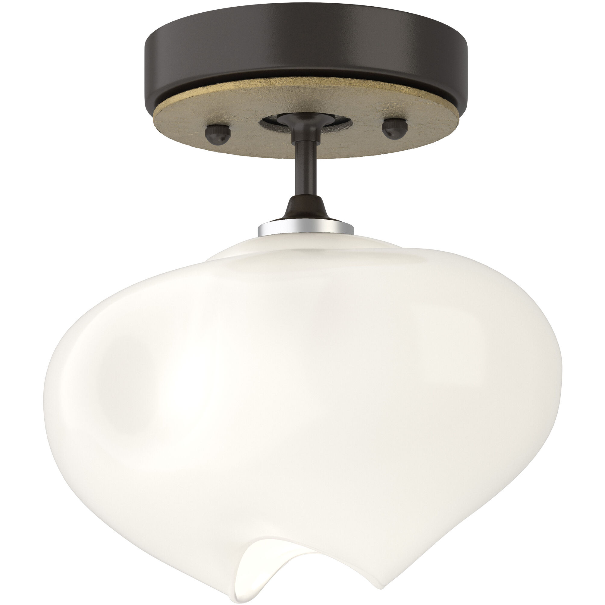 Ume 1 Light 6.3 inch Oil Rubbed Bronze and Modern Brass Semi-Flush Ceiling Light in Oil Rubbed Bronze/Modern Brass, Frosted