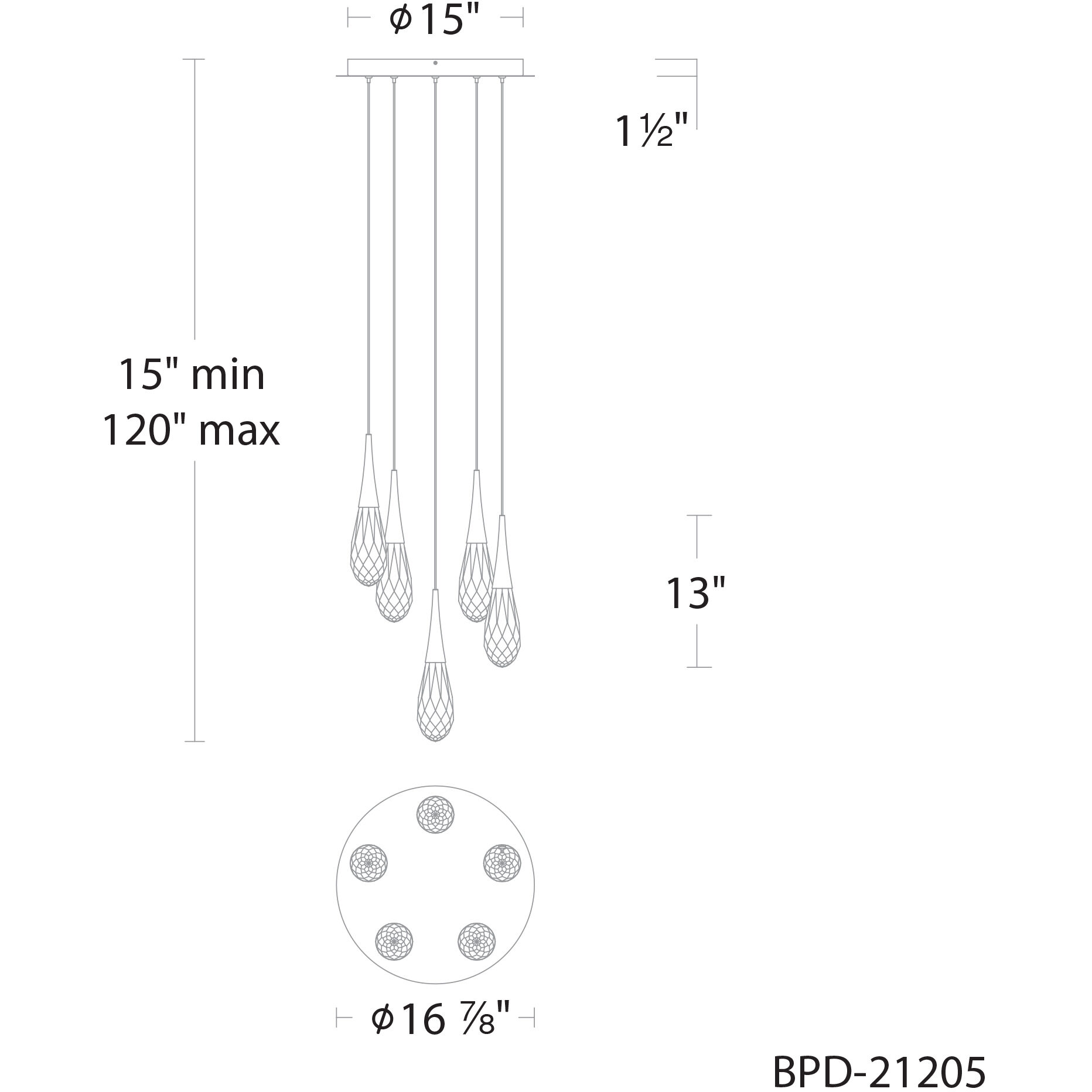 Hibiscus LED 17 inch Black Multi-Light Pendant Ceiling Light, Beyond