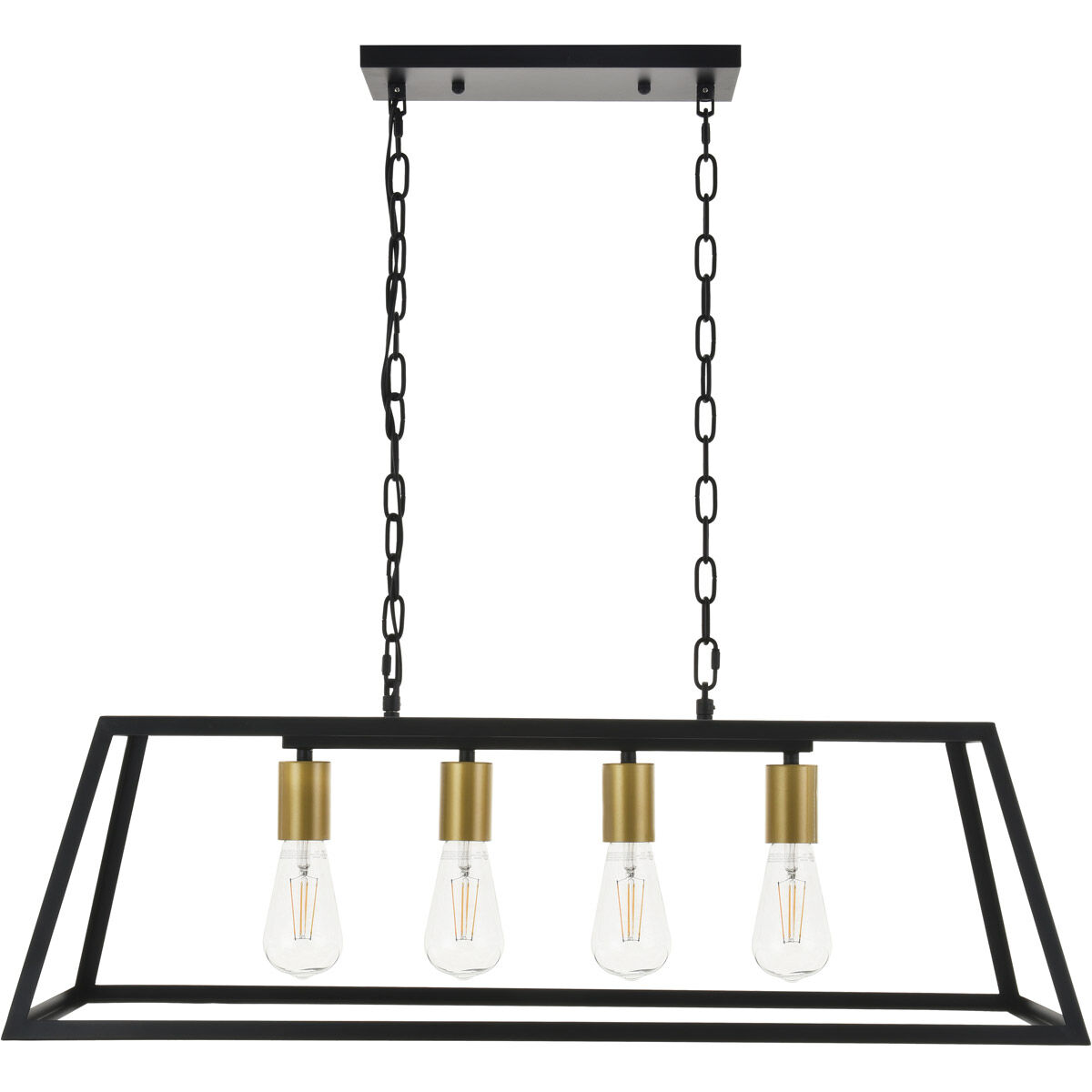 Resolute 4 Light 32 inch Brass and Black Pendant Ceiling Light