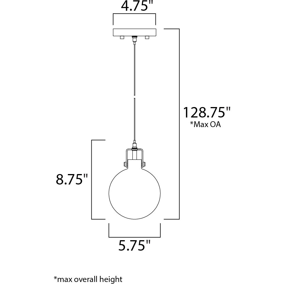Kem 1 Light 5.75 inch Polished Chrome Single Pendant Ceiling Light