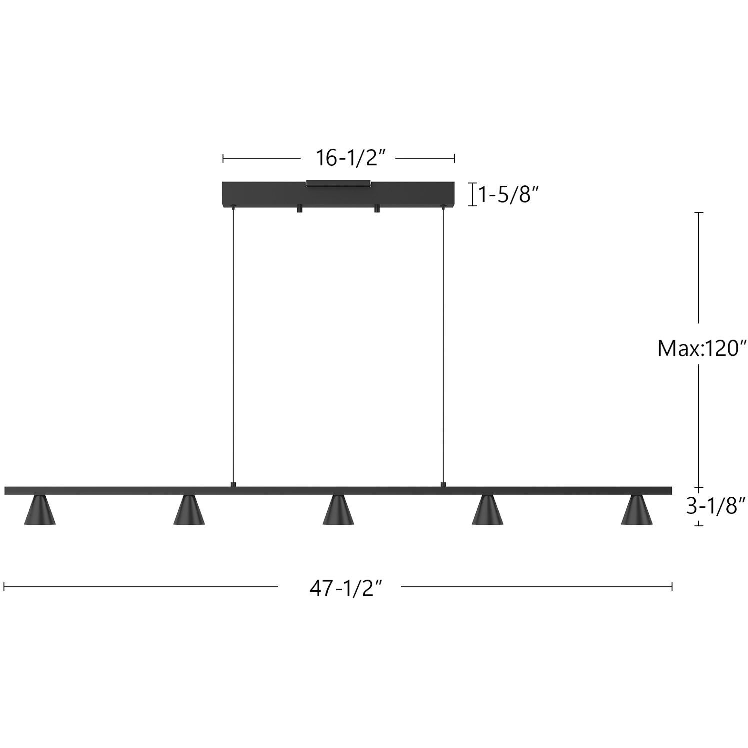 Dune LED 47.5 inch Black Linear Pendant Ceiling Light