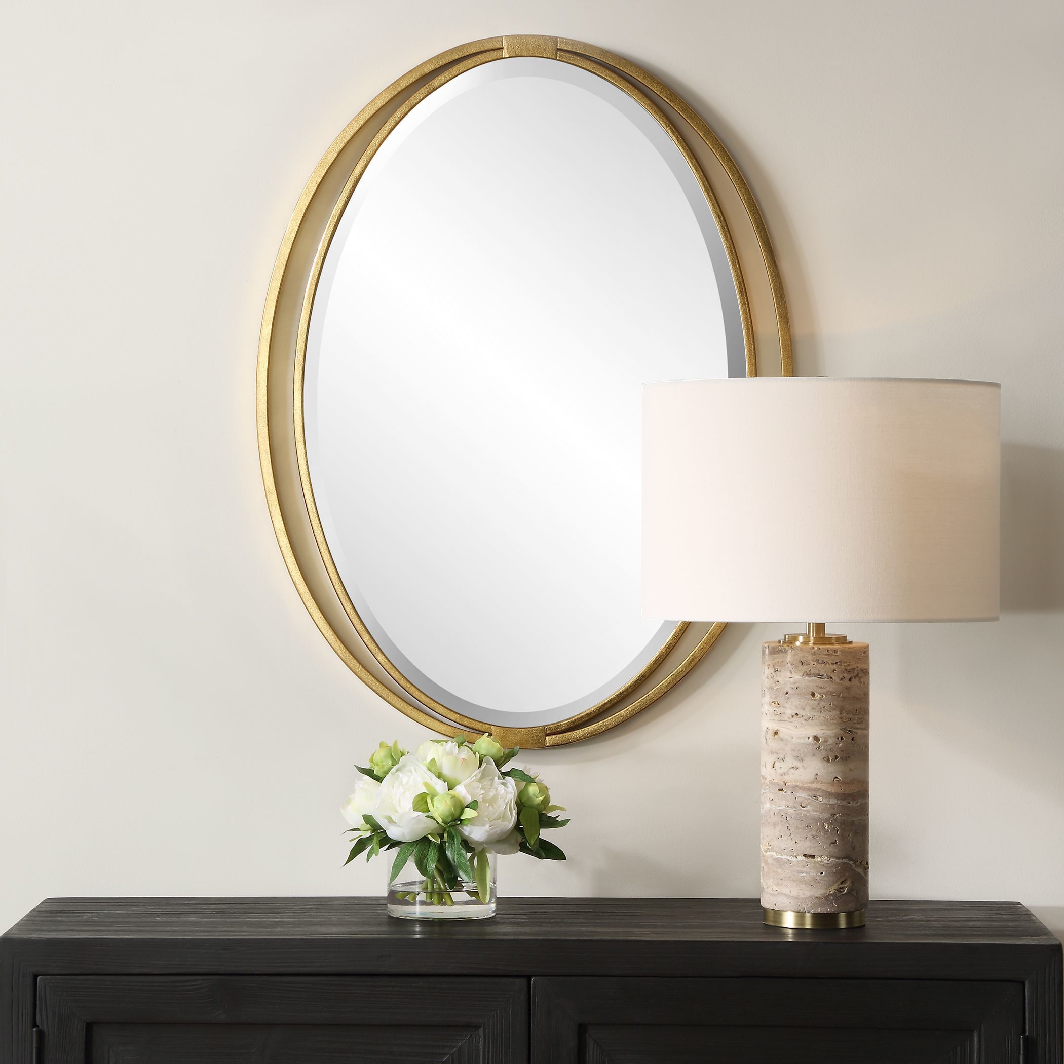 Rhodes 31.88 X 24.25 inch Antiqued Metallic Gold Leaf Mirror