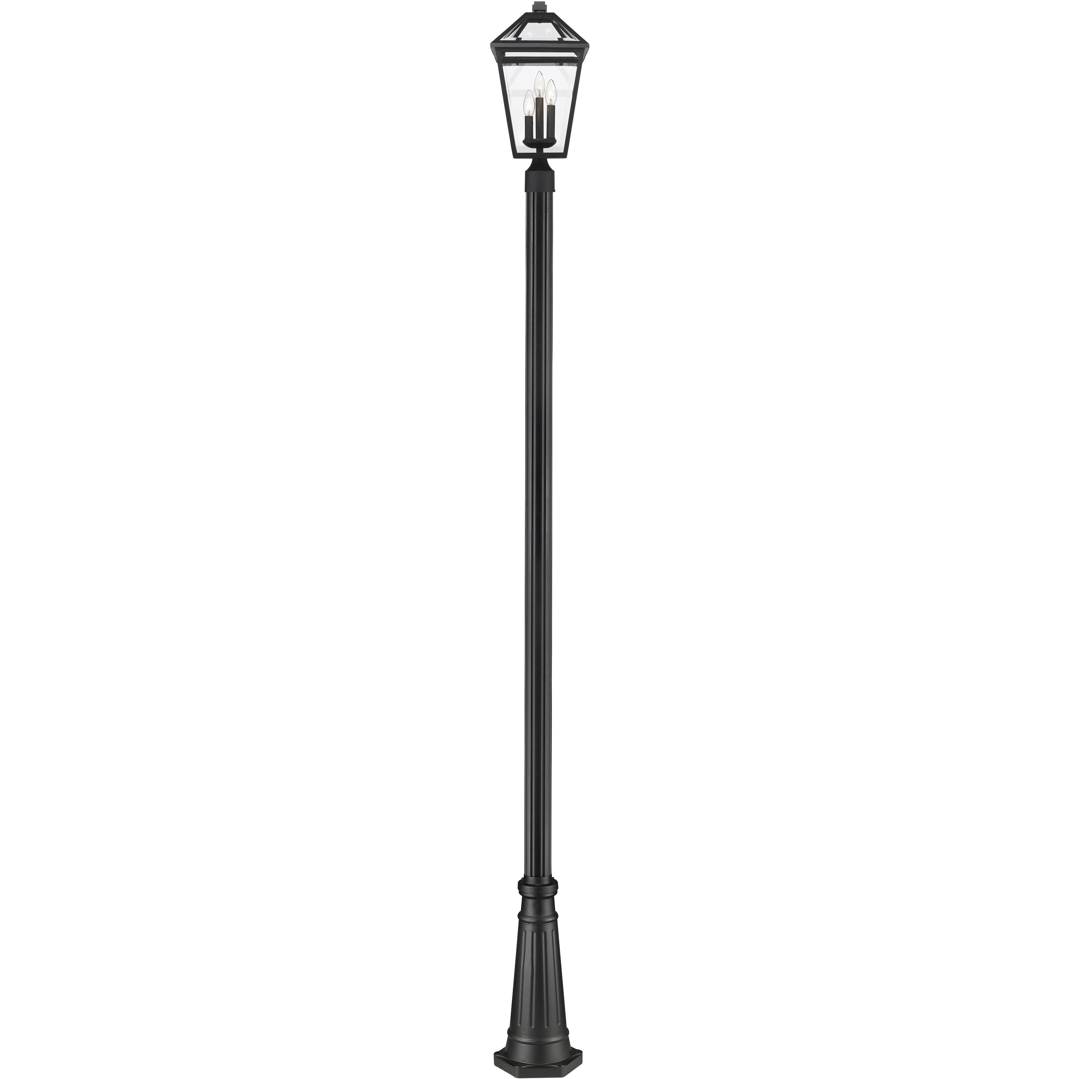 Talbot 3 Light 113.75 inch Black Outdoor Post Mounted Fixture in Clear Beveled Glass