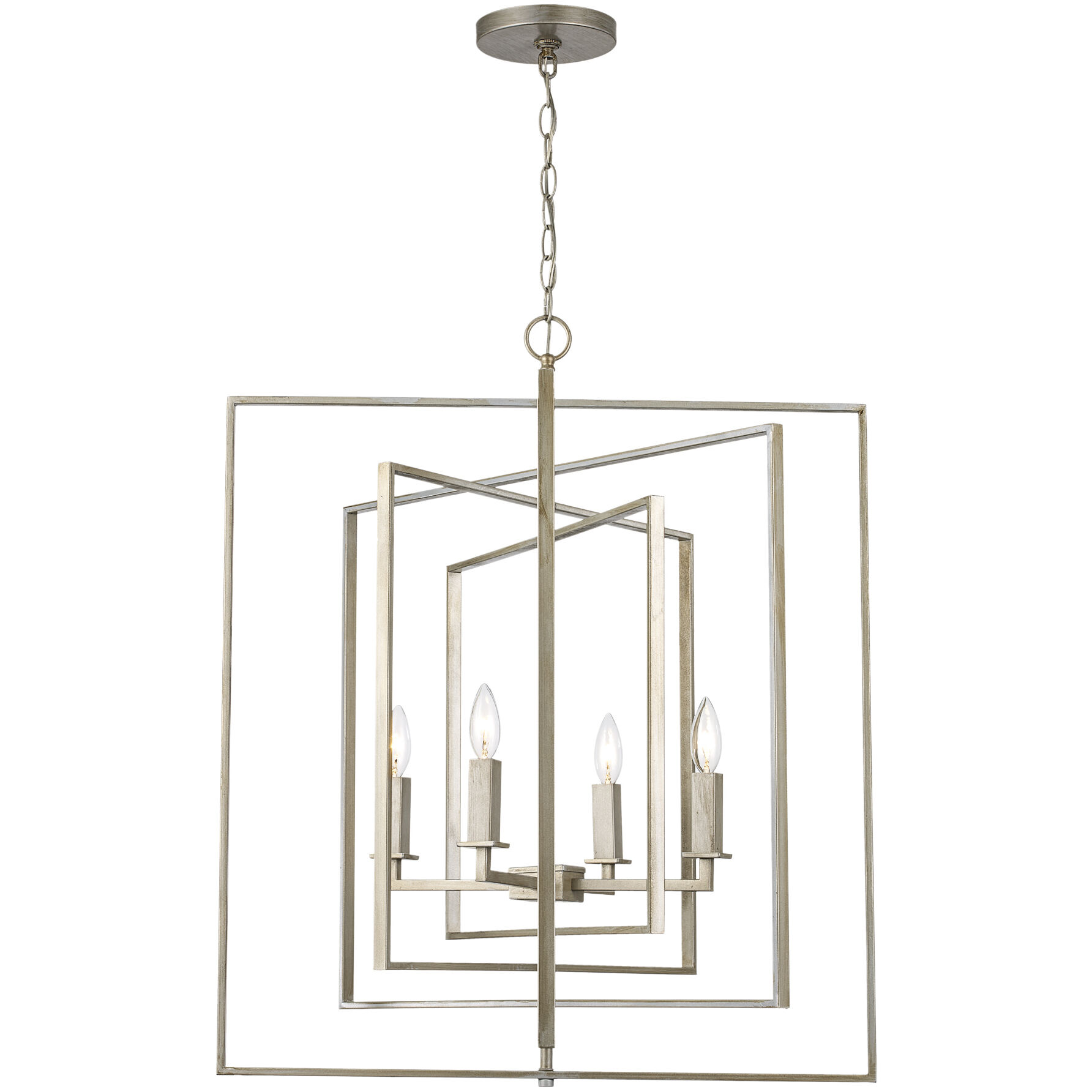 El Capitan 4 Light 26 inch Antique Silver Leaf Pendant Ceiling Light