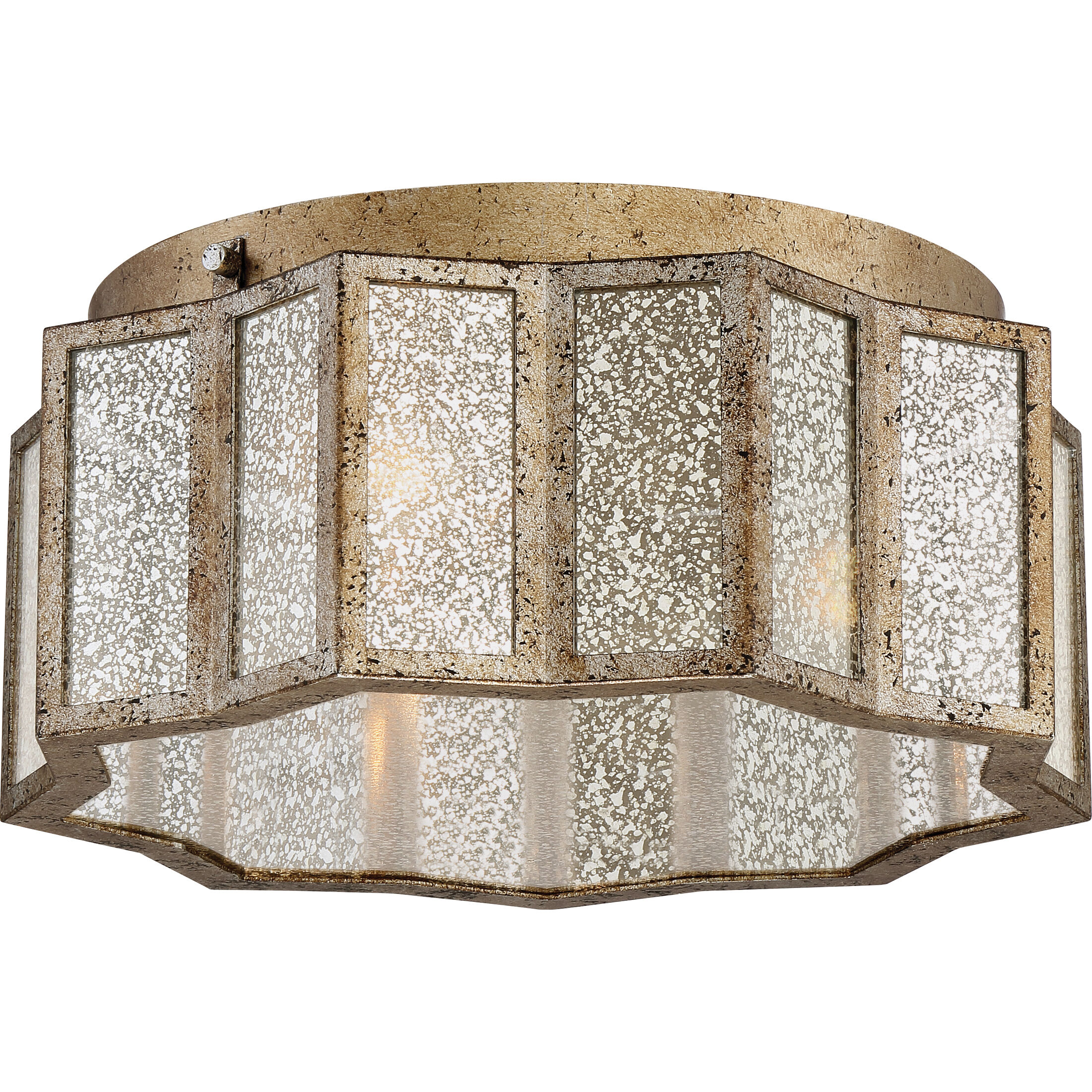 Shrine 3 Light 16 inch Aged Gold Flush Mount Ceiling Light