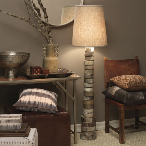 Stacked Horn 60 inch 150.00 watt Brown and Grey with Cream Floor Lamp Portable Light