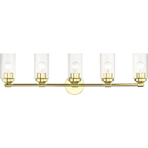 Whittier 5 Light 35 inch Polished Brass Vanity Wall Sconce Wall Light, Large