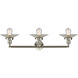 Franklin Restoration Halophane LED 33 inch Brushed Satin Nickel Bath Vanity Light Wall Light in Clear Halophane Glass, Franklin Restoration