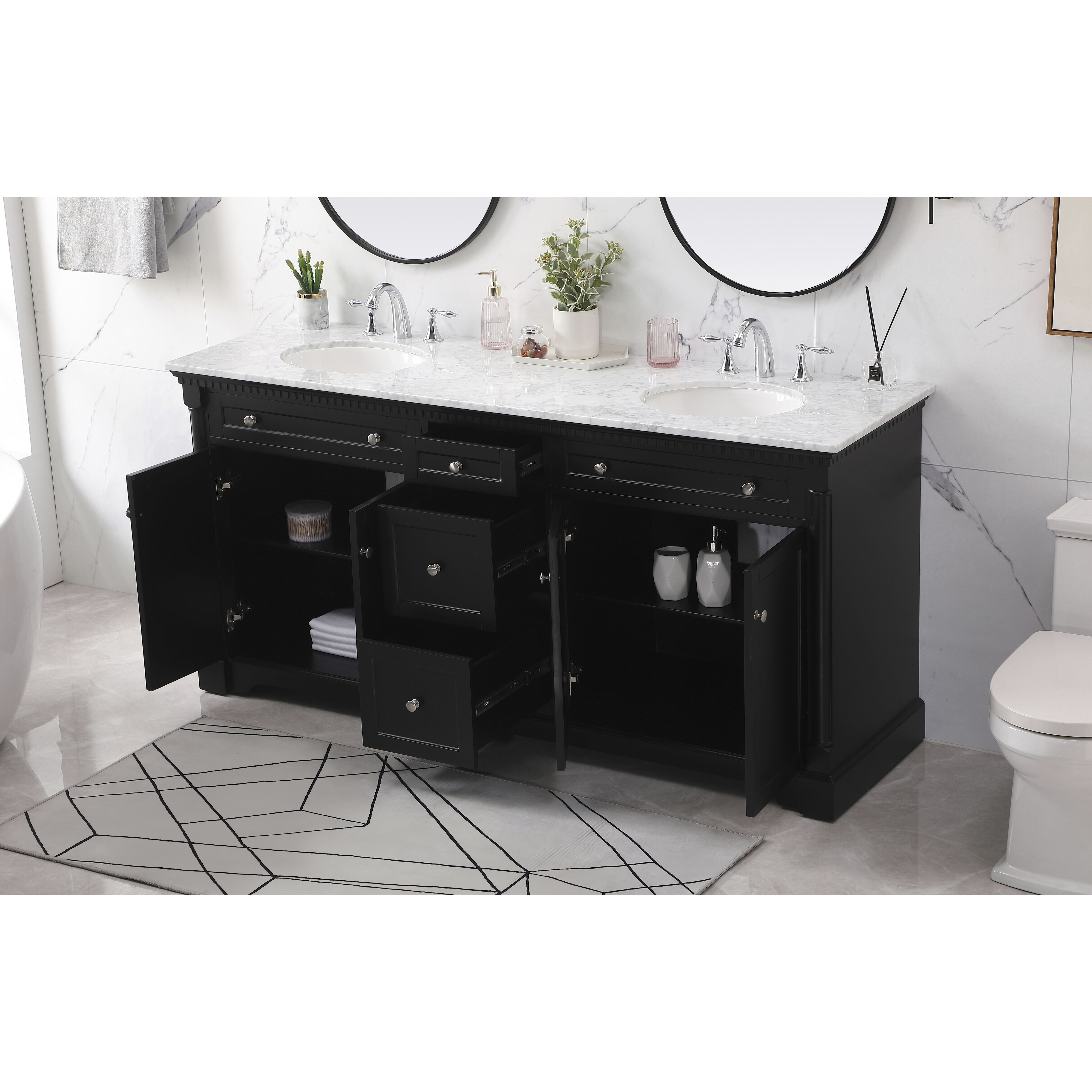 Clarence 72 X 22 X 35 inch Black Vanity Sink Set