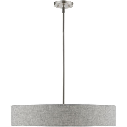 Elmhurst 5 Light 26 inch Brushed Nickel with Shiny White Accents Pendant Ceiling Light, Large