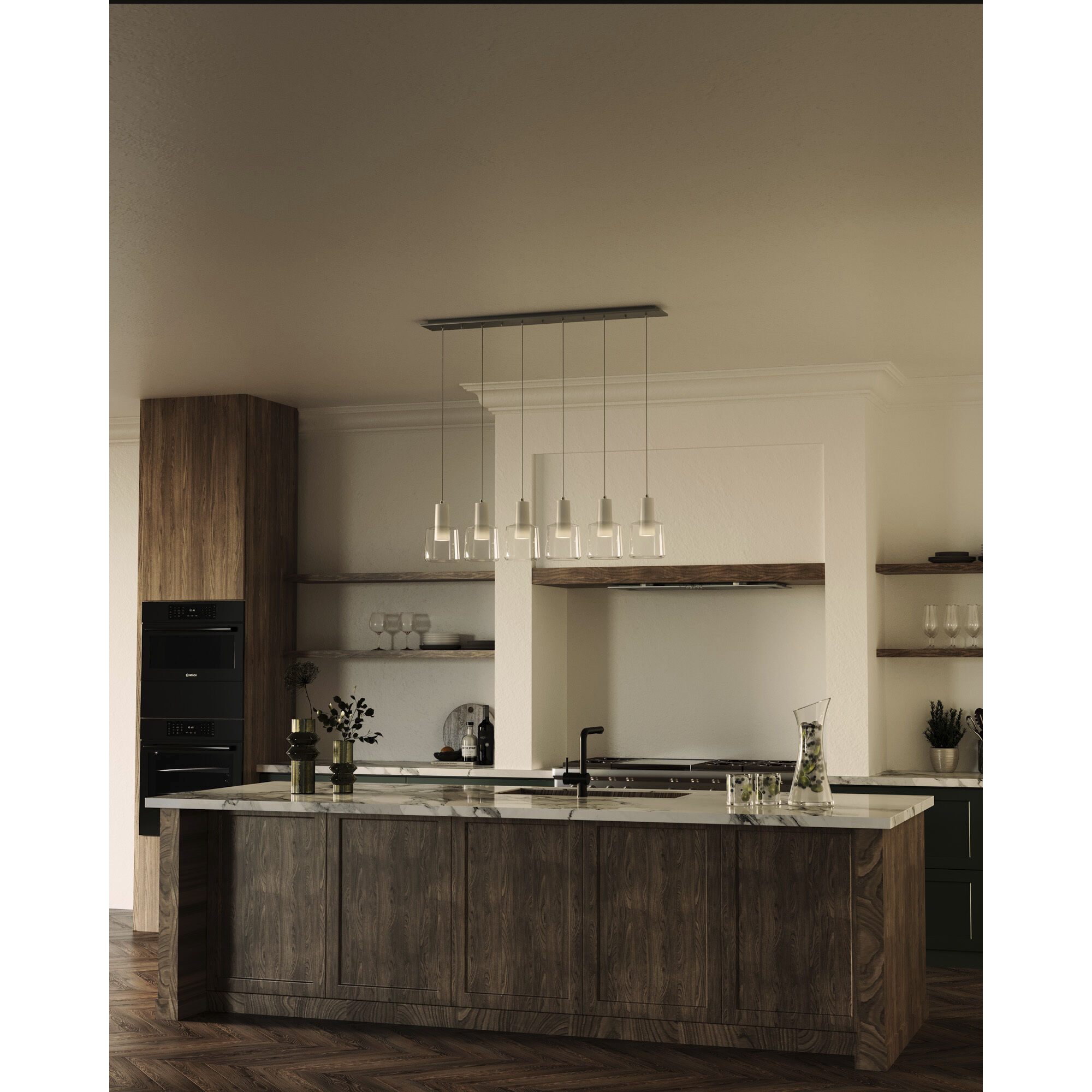 Samson Multi Pendant Ceiling Light in White, Clear