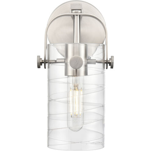 Pilaster II Cylinder 1 Light 4.5 inch Satin Nickel Sconce Wall Light in Deco Swirl Glass