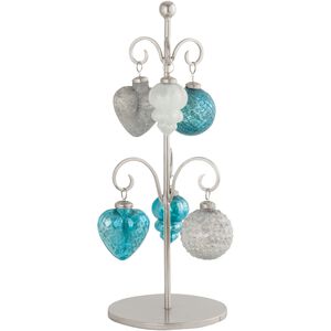 Glazyer Blue with Antique Silver and White Holiday Ornament