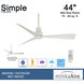Simple 44 inch Flat White Outdoor Ceiling Fan