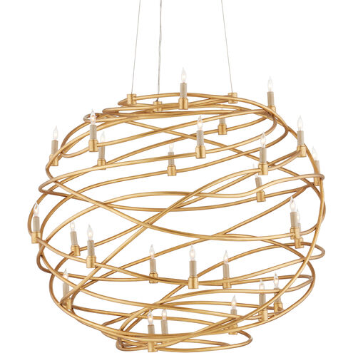 Franchette 26 Light 41 inch Contemporary Gold Leaf Chandelier Ceiling Light