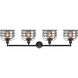Franklin Restoration Large Bell Cage 4 Light 44 inch Matte Black Bath Vanity Light Wall Light in Plated Smoke Glass, Franklin Restoration
